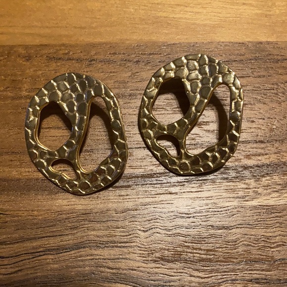 M. Jent Reptile Skin Textured Gold Tone Earrings - Picture 3 of 6